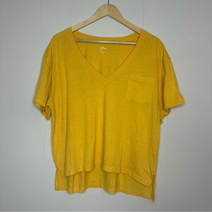 J.Crew Women XL Short Sleeve Tee Yellow Cotton Casual Minimalist Capsule T-shirt